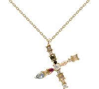 PD PAOLA Collier en argent 925 plaqué or « X » zircone Ref. CO01-119-U