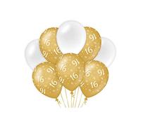 PD-Party 7023401 Fête Ballons | Party Balloons | Naturel Caoutchouc (Latex) | Célébration | Décorations - 16, Paquet de 8, Or/Blanc, 30cm Longueur x 30cm Largeur x 30cm Hauteur