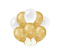 PD-Party 7023405 Fête Ballons | Party Balloons | Naturel Caoutchouc (Latex) | Célébration | Décorations - 30, Paquet de 8, Or/Blanc, 30cm Longueur x 30cm Largeur x 30cm Hauteur