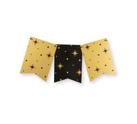 PD-Party 7024015 Classy Fête Drapeau Bannière | Party Flags | Festif Look - Stars, Or/Noir, 8.5cm Longueur x 8.5cm Largeur x 7.5cm Hauteur