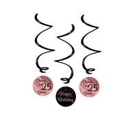 PD-Party 7024104 Suspendu Tourbillon Décorations | Hanging Swirls | Fête | Célébration - 25, Rose/Noir, 14cm Longueur x 14cm Largeur x 70cm Hauteur
