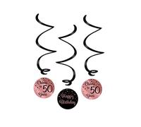 PD-Party 7024107 Suspendu Tourbillon Décorations | Hanging Swirls | Fête | Célébration - 50, Rose/Noir, 14cm Longueur x 14cm Largeur x 70cm Hauteur