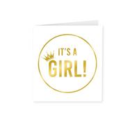 PD-Party 7028048 Carte de Naissance pour Bébé - It's a Girl, Or/Blanc, 15cm Longueur x 15cm Largeur x 0.5cm Hauteur