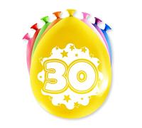 PD-Party 7036516 Happy Fête Ballons | Naturel Caoutchouc (Latex) | Fête d'Anniversaire | Célébration - 30 Ans, Paquet de 8, Multicouleur, 30cm Longueur x 30cm Largeur x 30cm Hauteur