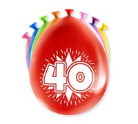 PD-Party 7036517 Happy Fête Ballons | Naturel Caoutchouc (Latex) | Fête d'Anniversaire | Célébration - 40 Ans, Paquet de 8, Multicouleur, 30cm Longueur x 30cm Largeur x 30cm Hauteur