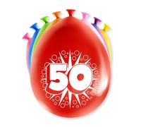 PD-Party 7036518 Happy Fête Ballons | Naturel Caoutchouc (Latex) | Fête d'Anniversaire | Célébration - 50 Ans, Paquet de 8, Multicouleur, 30cm Longueur x 30cm Largeur x 30cm Hauteur