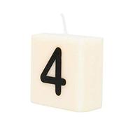 PD-Party 7040004 Bougie Numéro | Fête | Décorations | Ambiance - 4, Crème/Noir, 4cm Longueur x 4cm Largeur x 2cm Hauteur