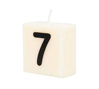 PD-Party 7040007 Bougie Numéro | Fête | Décorations | Ambiance - 7, Crème/Noir, 4cm Longueur x 4cm Largeur x 2cm Hauteur