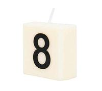 PD-Party 7040008 Bougie Numéro | Fête | Décorations | Ambiance - 8, Crème/Noir, 4cm Longueur x 4cm Largeur x 2cm Hauteur