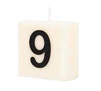 PD-Party 7040009 Bougie Numéro | Fête | Décorations | Ambiance - 9, Crème/Noir, 4cm Longueur x 4cm Largeur x 2cm Hauteur