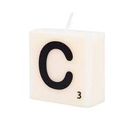 PD-Party 7040013 Bougie Lettre | Fête | Décorations | Ambiance - C, Crème/Noir, 4cm Longueur x 4cm Largeur x 2cm Hauteur