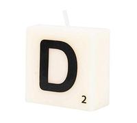 PD-Party 7040014 Bougie Lettre | Fête | Décorations | Ambiance - D, Crème/Noir, 4cm Longueur x 4cm Largeur x 2cm Hauteur