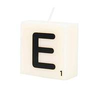 PD-Party 7040015 Bougie Lettre | Fête | Décorations | Ambiance - E, Crème/Noir, 4cm Longueur x 4cm Largeur x 2cm Hauteur