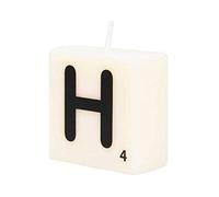 PD-Party 7040018 Bougie Lettre | Fête | Décorations | Ambiance - H, Crème/Noir, 4cm Longueur x 4cm Largeur x 2cm Hauteur