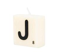 PD-Party 7040020 Bougie Lettre | Fête | Décorations | Ambiance - J, Crème/Noir, 4cm Longueur x 4cm Largeur x 2cm Hauteur