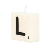 PD-Party 7040022 Bougie Lettre | Fête | Décorations | Ambiance - L, Crème/Noir, 4cm Longueur x 4cm Largeur x 2cm Hauteur
