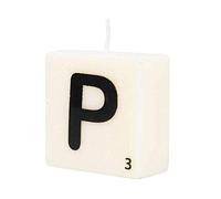 PD-Party 7040026 Bougie Lettre | Fête | Décorations | Ambiance - P, Crème/Noir, 4cm Longueur x 4cm Largeur x 2cm Hauteur