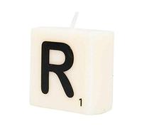 PD-Party 7040028 Bougie Lettre | Fête | Décorations | Ambiance - R, Crème/Noir, 4cm Longueur x 4cm Largeur x 2cm Hauteur
