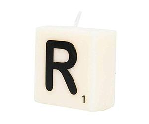 PD-Party 7040028 Bougie Lettre | Fête | Décorations | Ambiance - R, Crème/Noir, 4cm Longueur x 4cm Largeur x 2cm Hauteur