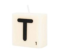 PD-Party 7040030 Bougie Lettre | Fête | Décorations | Ambiance - T, Crème/Noir, 4cm Longueur x 4cm Largeur x 2cm Hauteur