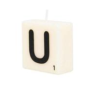 PD-Party 7040031 Bougie Lettre | Fête | Décorations | Ambiance - U, Crème/Noir, 4cm Longueur x 4cm Largeur x 2cm Hauteur