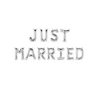 PD-Party 7100023 Foil Ballon Trousse | Fête Ballons | Fête Décoration - Just Married, Argent, 190cm Longueur x 40cm Largeur x 7.5cm Hauteur
