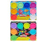 PD Play Doh Lot de 8 paquets : 8 paquets de composé arc-en-ciel + 8 paquets de composé néon.