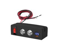 PD+QC3.0 Chargeur Double Prise USB Adaptateur Répartiteur Allume-Cigare avec Voltmètre LED pour Voiture, Camion, Bateau