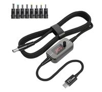 PD100W USB C vers DC5521 Cordon de charge rapide 5 V 9 V 12 V 15 V 20 V 5 A Câble d'alimentation réglable avec plusieurs adaptateurs