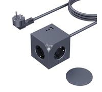 PD20W Power Cube multiprise avec 3 USB, pied magnétique, cube multiprise, multiprise, 6 en 1, avec interrupteur, 3680 W/16 A, adaptateur pour bureau, maison, gris foncé