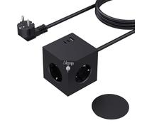 PD20W Power Cube multiprise avec 3 USB, pied magnétique, cube multiprise, multiprise, 6 en 1, avec interrupteur, 3680 W/16 A, adaptateur pour bureau, maison, noir