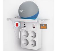 PD20W Prise Multiple avec Interrupteur, Multiprise Murale avec Charge Rapide PD3.0 et QC18W,Prise USB Multiple 4 Prises Euro et 6 USB Chargeur, Adaptateur Multiprise Electrique avec étagères,Blanc