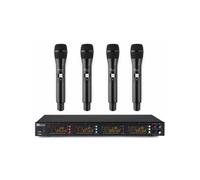 Power Dynamics PD504H - Set micro sans fil UHF, 4 microphones, 50 canaux, transmission infrarouge, livré dans un flightcase