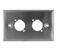 PD5192 Plaque murale double XLR S/S en acier inoxydable pré-perforée pour deux prises XLR (prises non incluses)