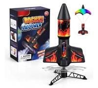 PDBEST Rocket Launcher for Kids with Parachute LED Light, Flight Altitude 200 Feet, Rechargeable Self-Launching Rocket Launch for Ages 8 to14 Gift for Kid Girl and Boys Red