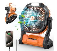 PDBEST Ventilateur Rechargeable 20000mah Ventilateur USB de Voiture Portable avec Lanterne LED, Ventilateur de Table à Batterie avec Port Type-C Parfait Pour le Camping, les Voyages et la Plage