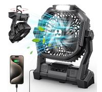 PDBEST Ventilateur rechargeable 20000mah ventilateur USB de voiture portable avec lanterne LED, ventilateur de table à batterie avec port Type-C Parfait Pour le Camping, les Voyages et la Plage.