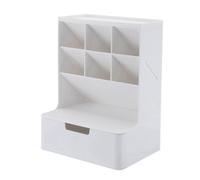 Pderlous Boîte de rangement multifonctionnelle avec tiroir multi-couches anti-poussière pour fournitures de bureau Blanc