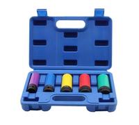 Pderlous Jeu de douilles à choc pour protection de roue 1/2", manchon de protection à code couleur (15/17/19/21/22 mm)