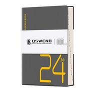 Pderlous Journal 2024, 360 pages à couverture rigide en cuir pour homme et femme, 14 x 21 cm, gris