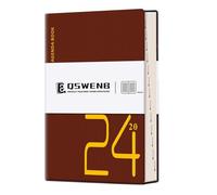Pderlous Journal 2024, 360 pages à couverture rigide en cuir pour homme et femme, 14 x 21 cm, marron