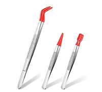 Pderlous Lot de 3 pinces à épiler avec embouts en caoutchouc et revêtement en PVC Rouge