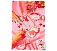 Poster rose pour chambre esthétique - Décoration murale tendance et amusante sur toile - Décoration murale mignonne et amusante pour salle de bain - Pour chambre à coucher, dortoir, salle de bain, bar