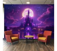 pdghsdkgjh Papier peint Château Violet - Motif photo Princesse pour chambre d'enfant - Décoration pour salon ou chambre à coucher, 200 cm x 140 cm
