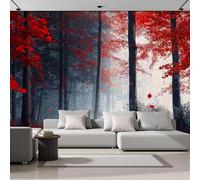 pdghsdkgjh Papier peint panoramique 3D « Scène de forêt mystérieuse, forêt d'érables rouges », pour chambre ou salon, rouge foncé, 430 cm x 300 cm