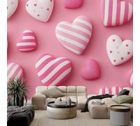 pdghsdkgjh Papier peint photo effet 3D à motif amour, rayures géométriques et cœurs, rose, idéal pour le salon, la chambre, la chambre d'enfant ou comme fond TV, 200 cm x 140 cm