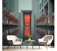 pdghsdkgjh Papier peint photo en soie, paysage architectural - Idéal pour salon et chambre, effet 3D, ville miroir, 400 cm x 280 cm