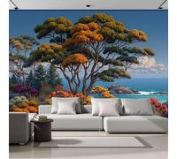 pdghsdkgjh Papier peint photo paysage de maquis côtier - paysage de plage rocheuse - panorama - décoration murale pour salon -, 400 cm x 280 cm