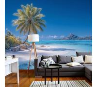 pdghsdkgjh Papier peint photo Plage Cocotiers - Décoration murale Îles Tropicales, Papier peint panoramique moderne bleu ciel intissé pour salon, chambre, chambre d'enfant, 350 cm x 256 cm