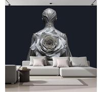 pdghsdkgjh Papier peint photo Retour à la figure - Rose blanche - Panorama - Décoration murale pour salon - Noir, 250 cm x 175 cm